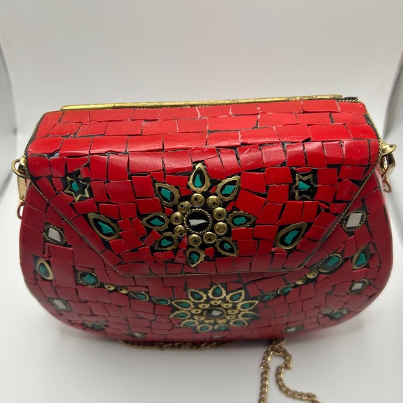 Ramla Moroccan Red Mosaic Tile Handmade Evening Bag - Picture 5 of 7
